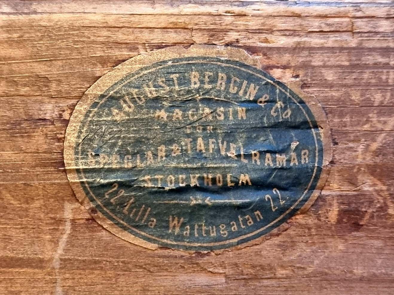 August Bergin & Co Stockholm, Mirror With Wooden Frame, Swedish Jugend photo for sale