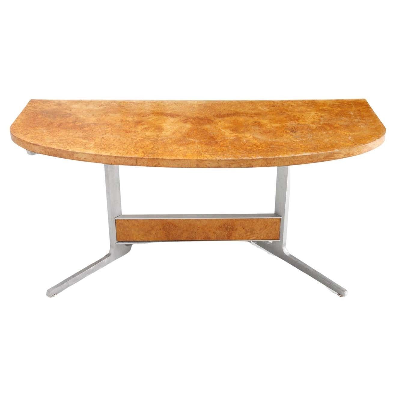 Burlwood Mid Century Modern Floating Desk, Console, 1960s, France