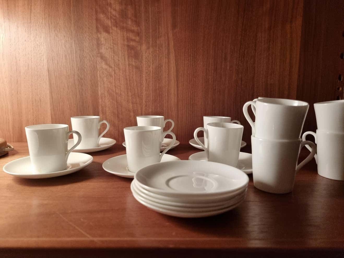 photo for sale Stig Lindberg, Bone Porcelain 10 Espresso Cups Gustavsberg, Scandinavian Modern