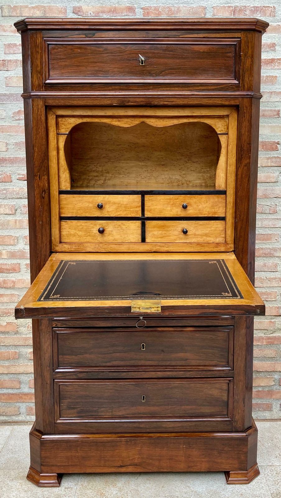 Mid 19th Century French Louis Philippe Carved Walnut Secretary Cabinet, 1890s photo furniture