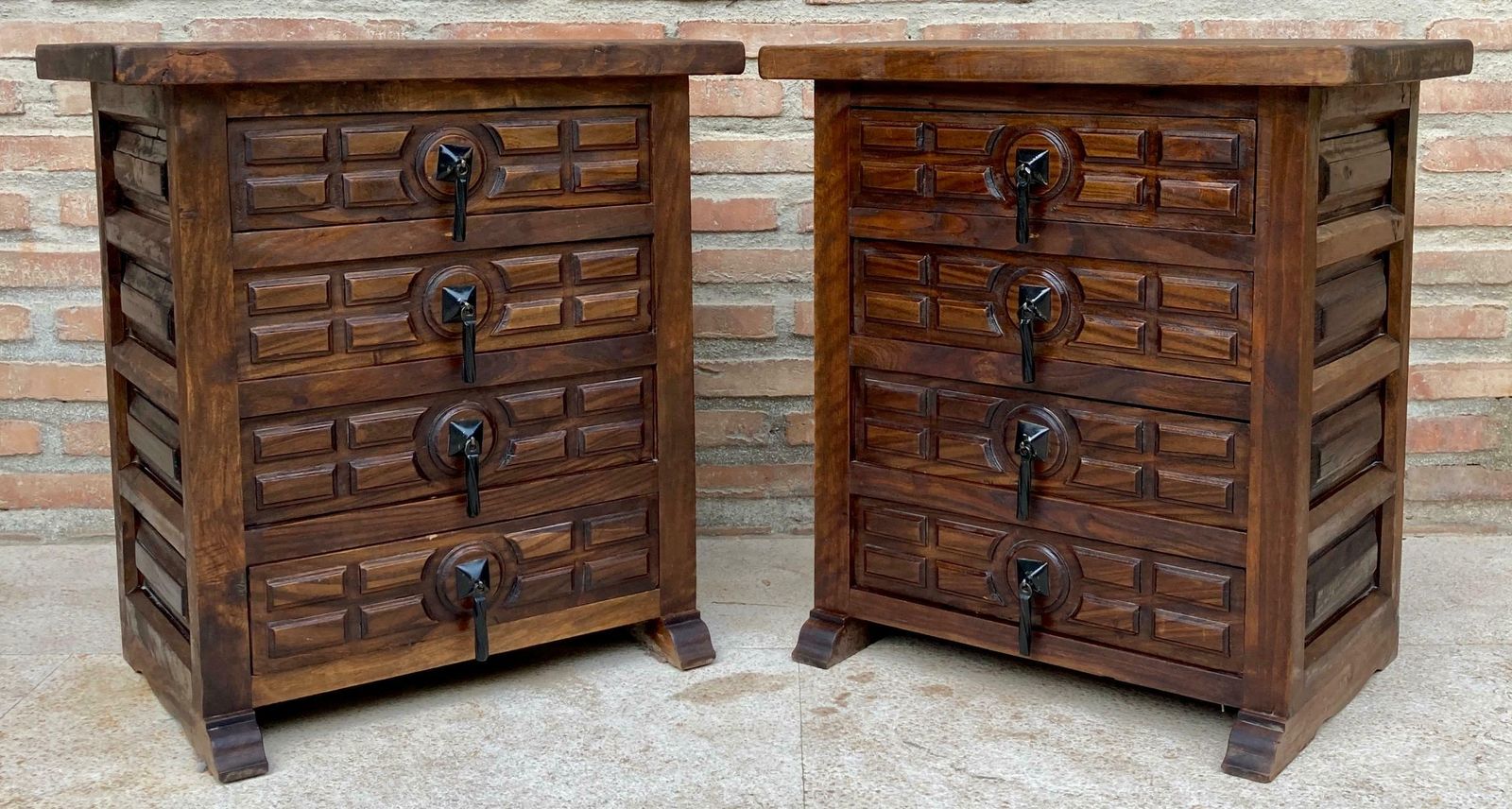 Spanish Nightstands With Four Drawers And Iron Hardware, 1950s, Set Of 2 photo furniture