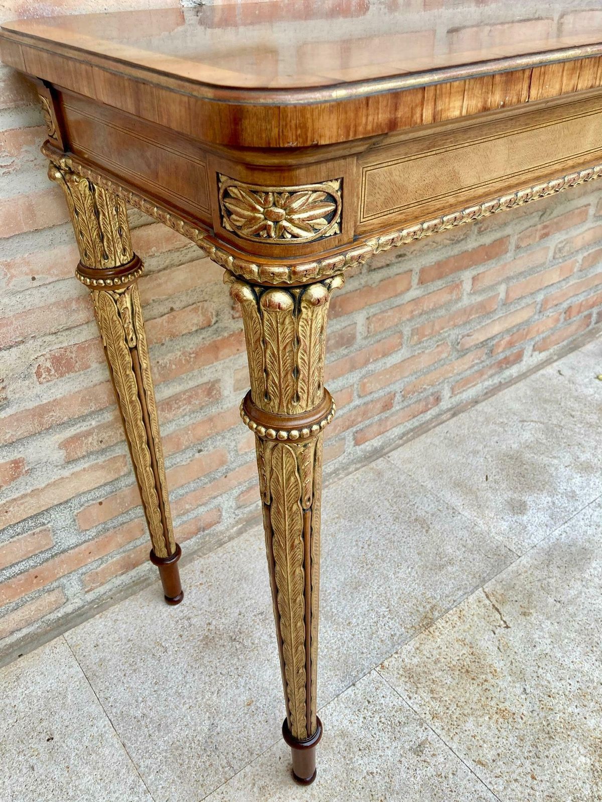 photo vinterior Console mid-century française en placage de noyer et de chêne, années 1960