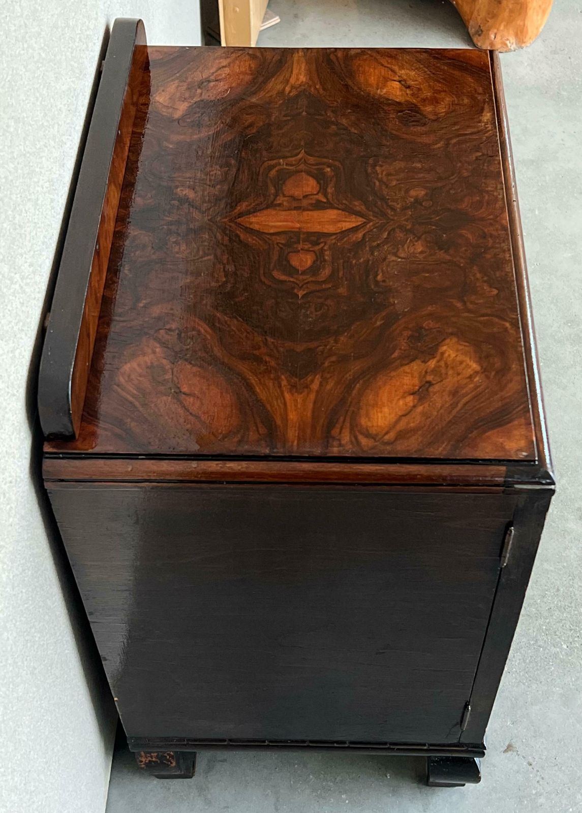 Pair Of Art Deco Side Cabinets Or Nightstands With Ebonised Base photo vintage