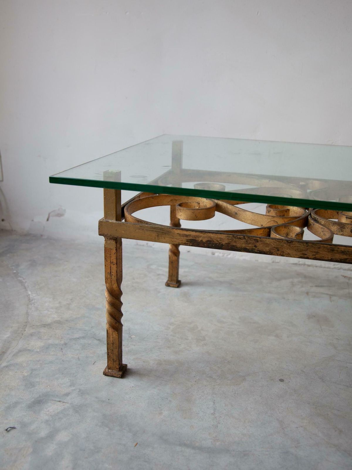 Large Wrought Iron Coffee Table In The Manner Of Gilbert Poillerat, France,1950s photo vinterior