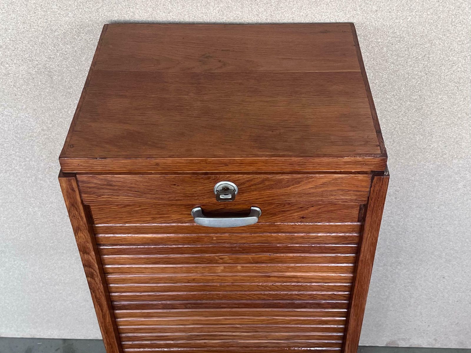 photo furniture Early 20th Century Filing Cabinet With One Roller Louver Door & Five Shelves