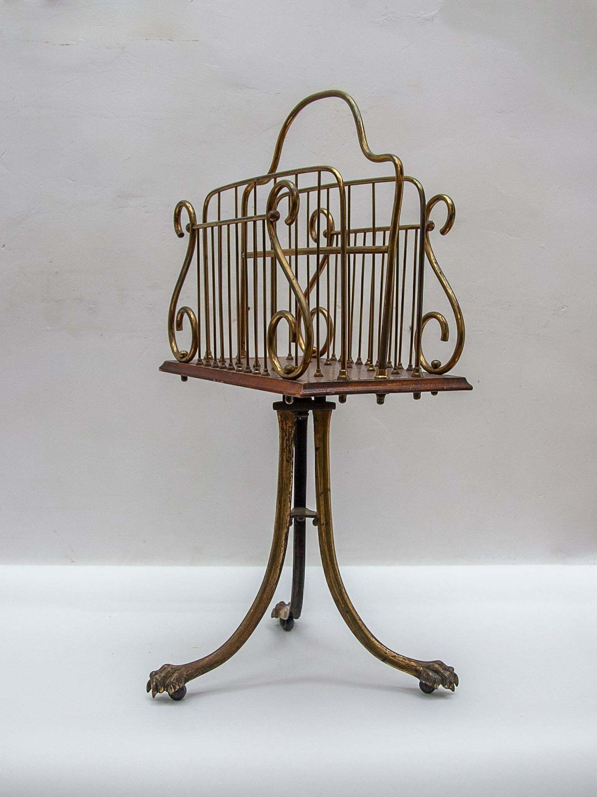 Victorian Brass Magazine Rack, Lion Feet, 19th Century photo 1875.0
