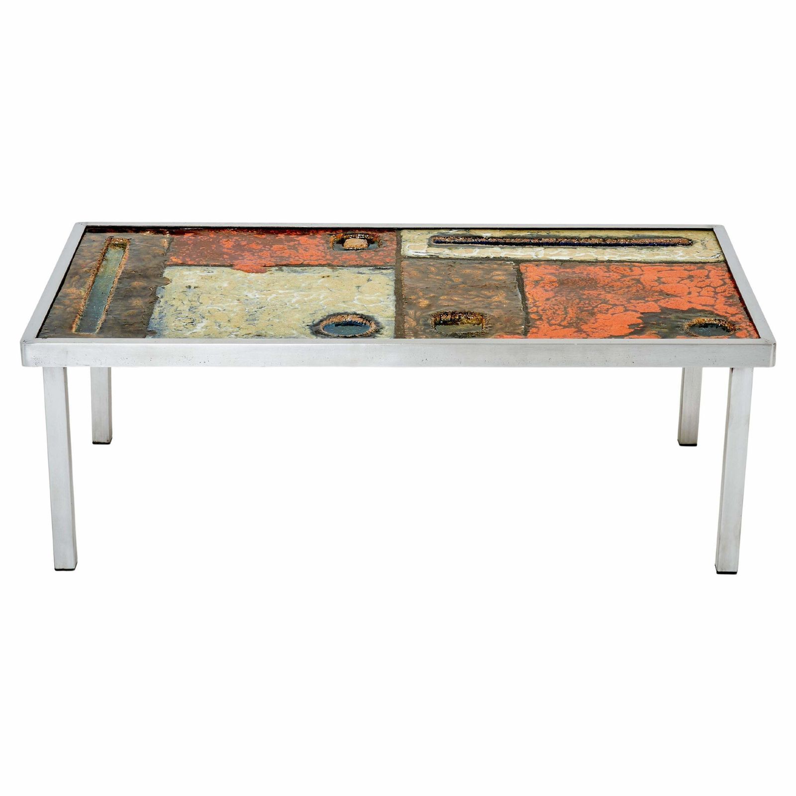 Table basse en céramique et acier Robert et Jean Cloutier, années 1950