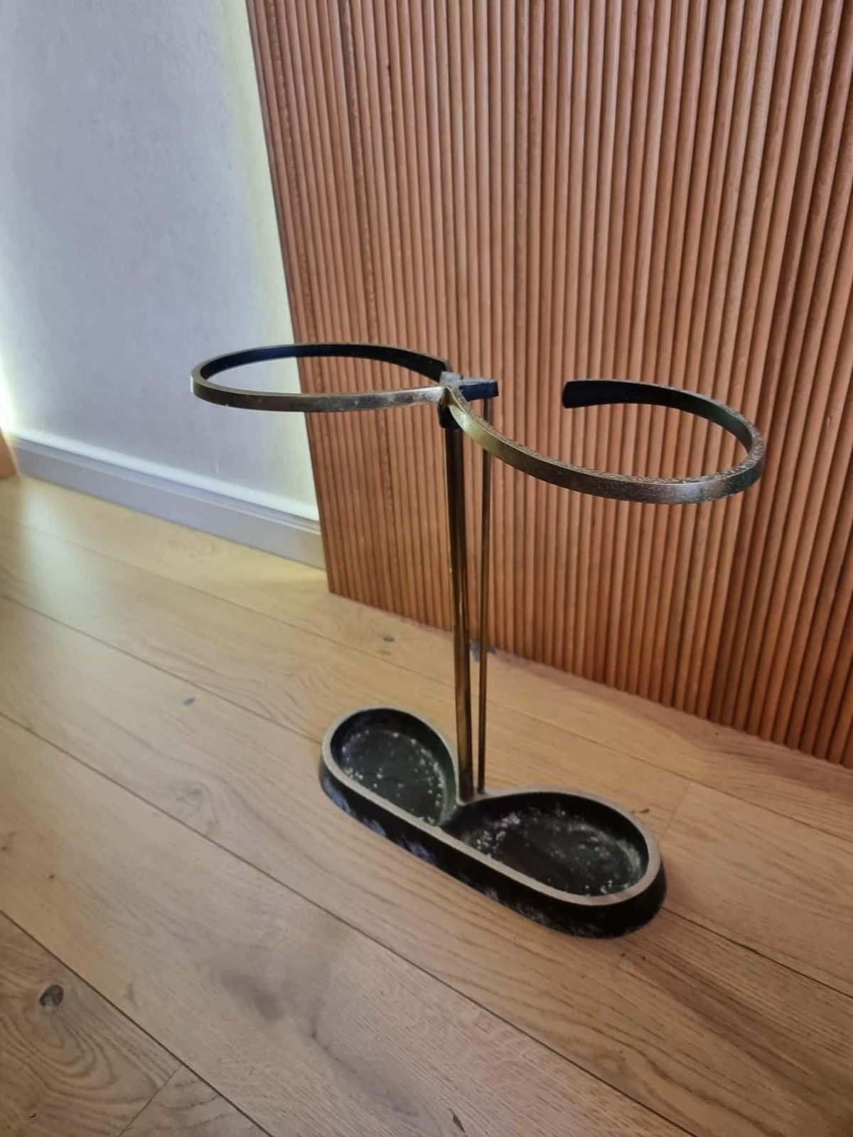 Sculptural Modernist Umbrella Stand In Brass, Austria Midcentury Modern photo furniture