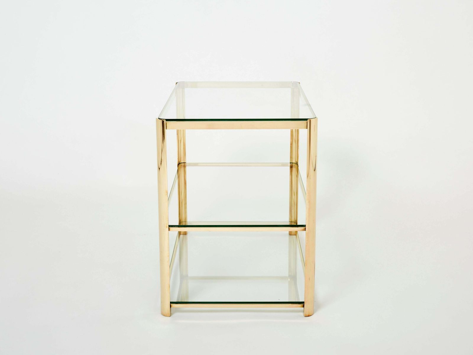 Table d'appoint à trois plateaux en bronze, par J.T. Lepelletier pour Broncz, années 1960 photo Mobilier