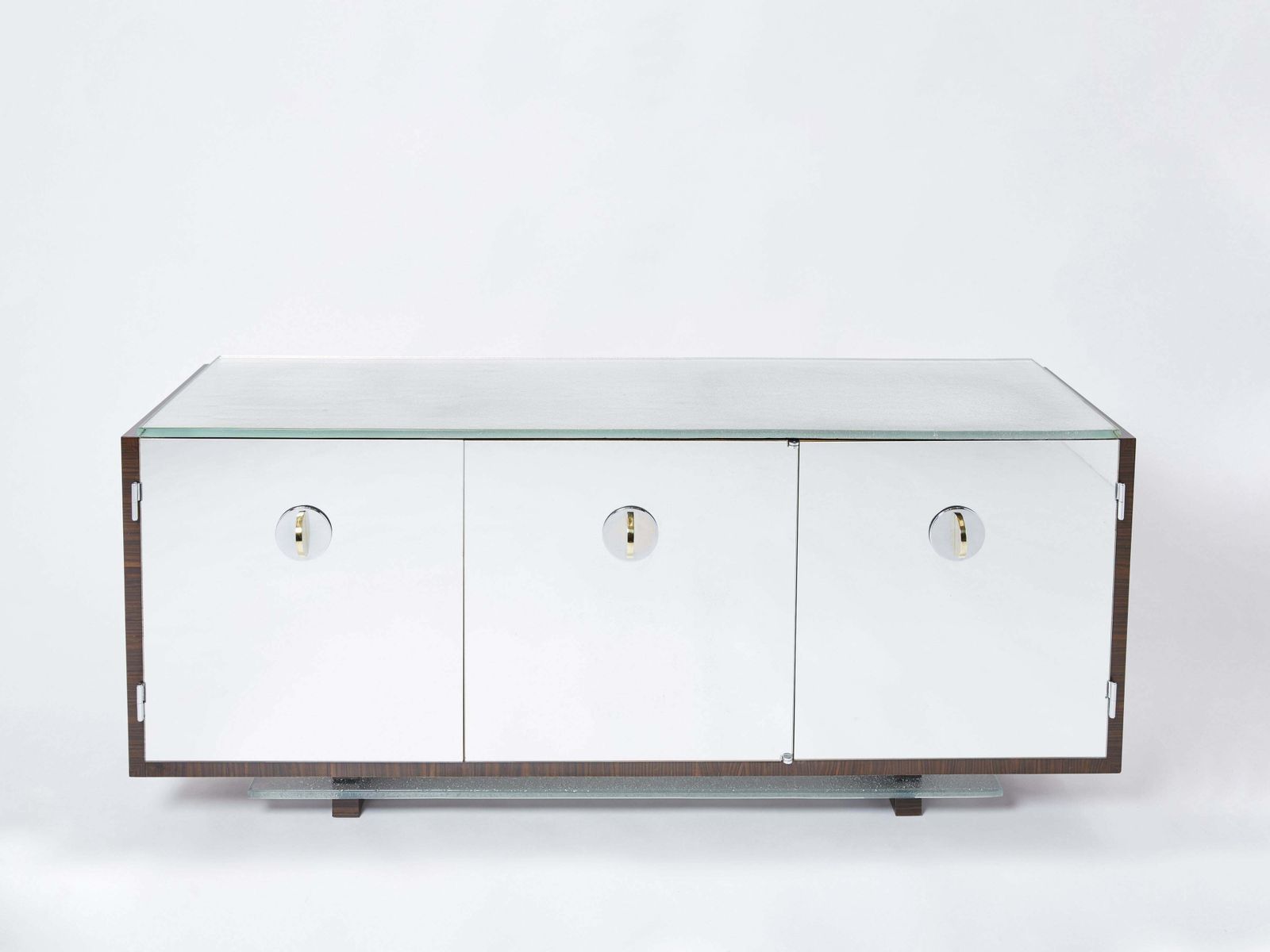 Adnet Style Mirrored Macassar Sycamore Sideboard Alberto Pinto 1990 photo furniture