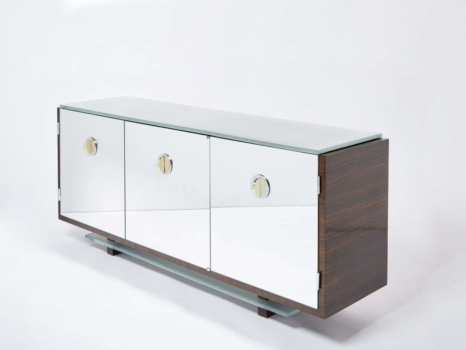 Adnet Style Mirrored Macassar Sycamore Sideboard Alberto Pinto 1990 photo for sale