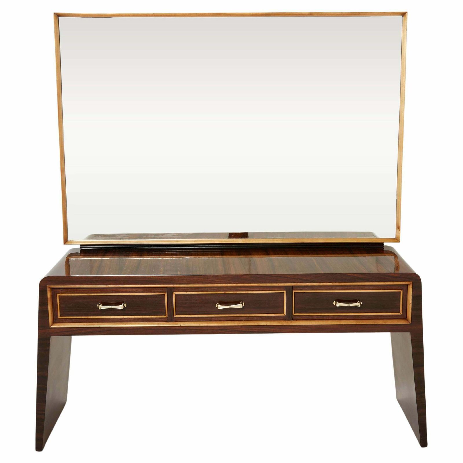 Console coiffeuse en palissandre, sycomore et laiton par Paolo Buffa, années 1940