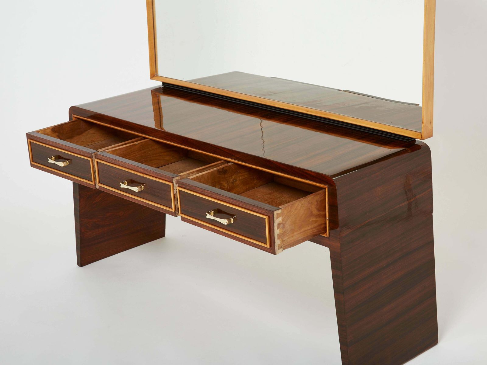 photo for sale Console coiffeuse en palissandre, sycomore et laiton par Paolo Buffa, années 1940
