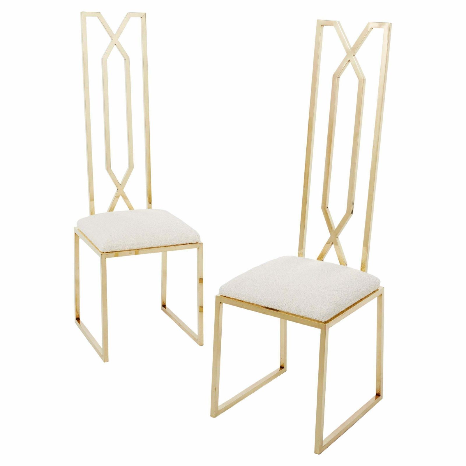 Paire de chaises en laiton signées par Alain Delon pour Jean Charles, années 1970