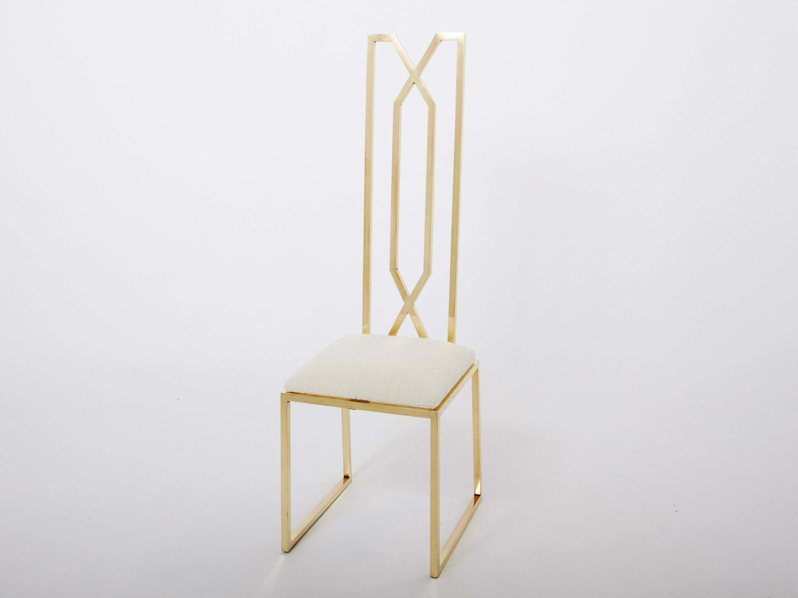 Paire de chaises en laiton signées par Alain Delon pour Jean Charles, années 1970 photo vinterior