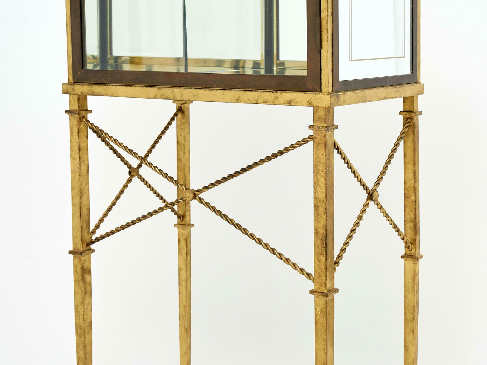 French Gilded Iron Mirrored And Brass Bar Cabinet Vitrine 1920s photo vinterior