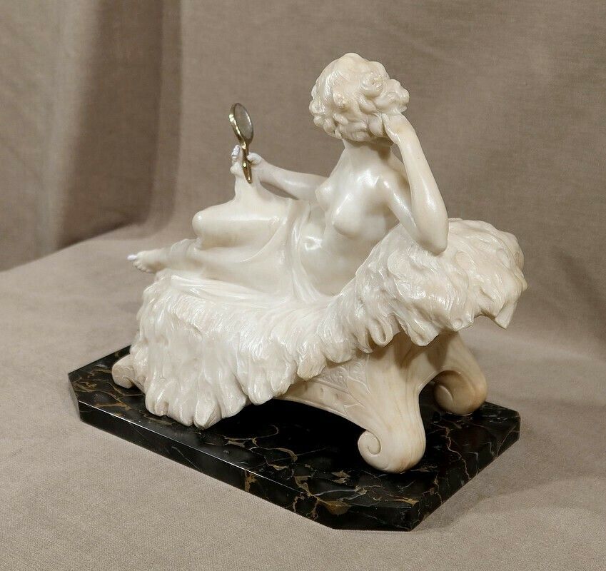 Important Sculpture "Venus At The Mirror" By A. Saccardi   Early 20th Century photo for sale