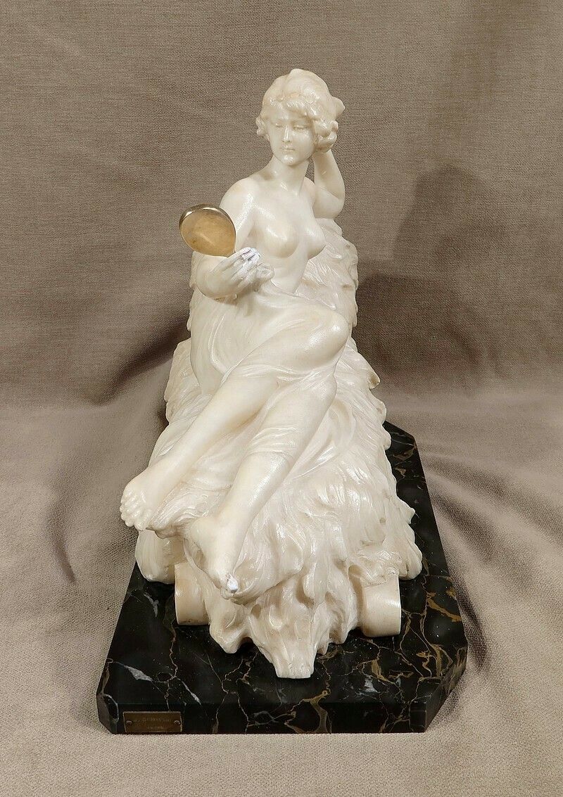 photo vinterior Important Sculpture "Venus At The Mirror" By A. Saccardi   Early 20th Century