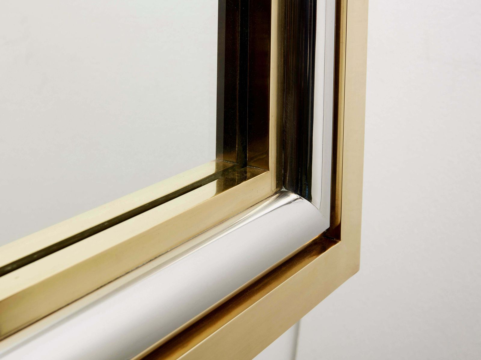 Romeo Rega For Metalarte Large Brass Chrome Square Mirror 1970s photo 6093.27