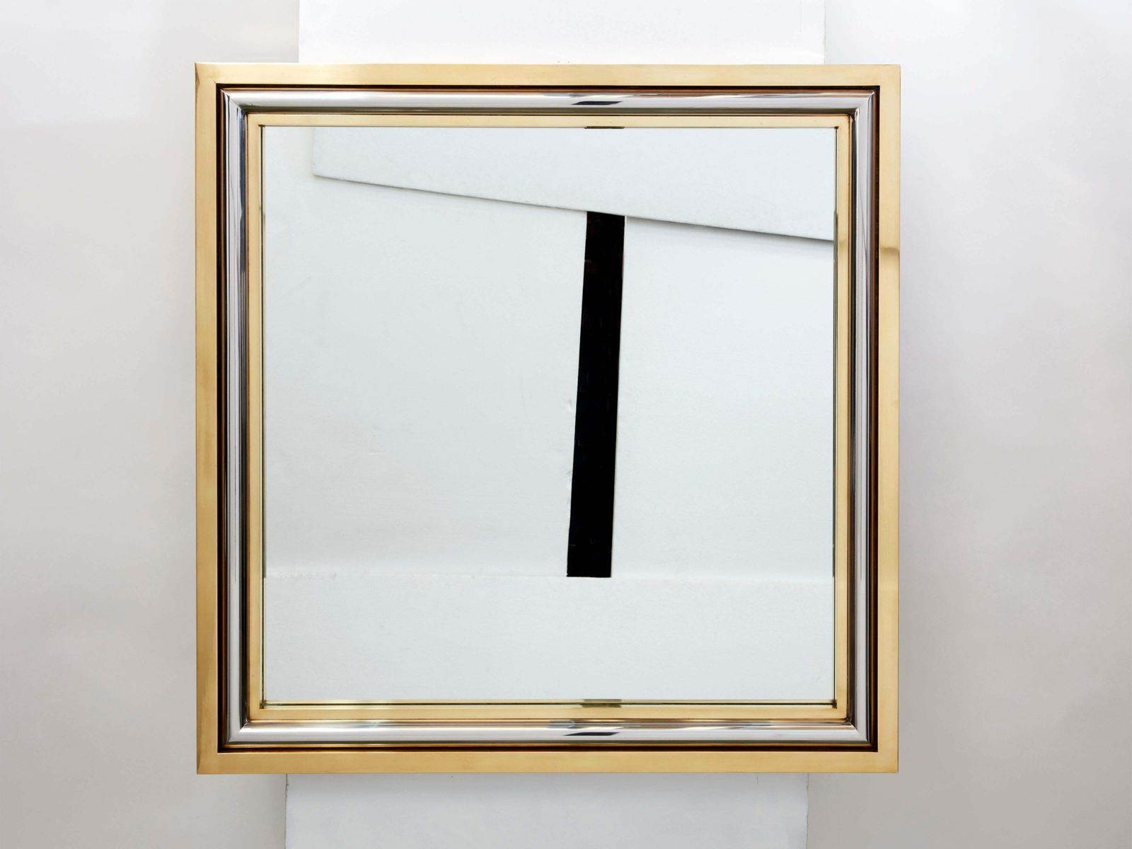 Romeo Rega For Metalarte Large Brass Chrome Square Mirror 1970s photo buy