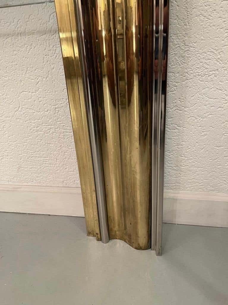 Vintage Chrome & Brass Octagonal Wall Mirror & Fireplace By Sandro Petti, 1970s photo buy