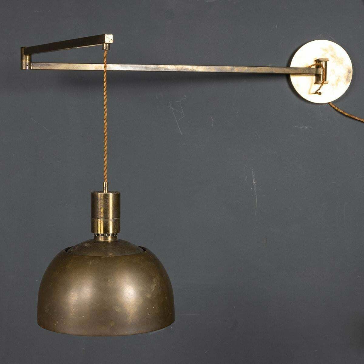 Pair Of Italian Brass Articulated Wall Lights By Albini & Helg, C.1960 photo for sale