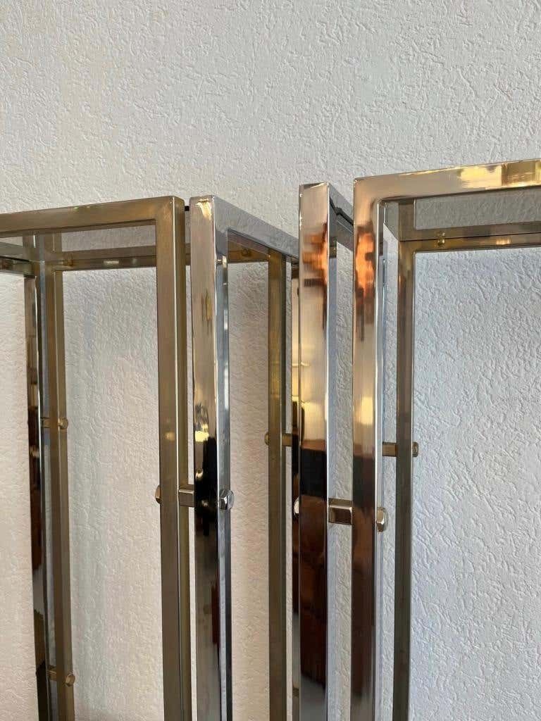 Vintage Pair Of Brass, Chrome & Glass Shelves, Italy, Ca. 1970s photo buy