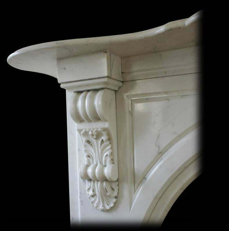 19th Century Victorian Statuary White Marble Fireplace Surround photo for sale