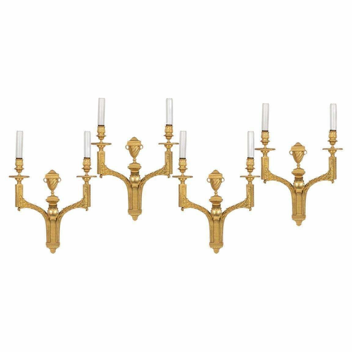 19th Century Set Of Four French Louis XVI Style Ormolu Gilt D'appliques, C.1870