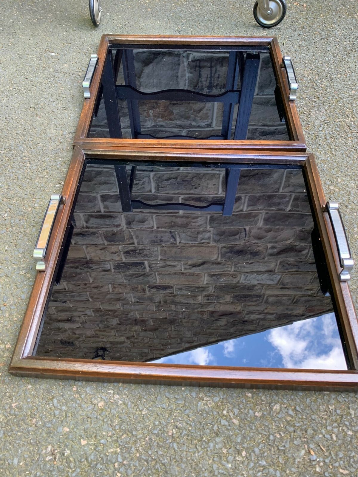 Antique Art Deco Oak Tray Top Drinks Trolley photo furniture