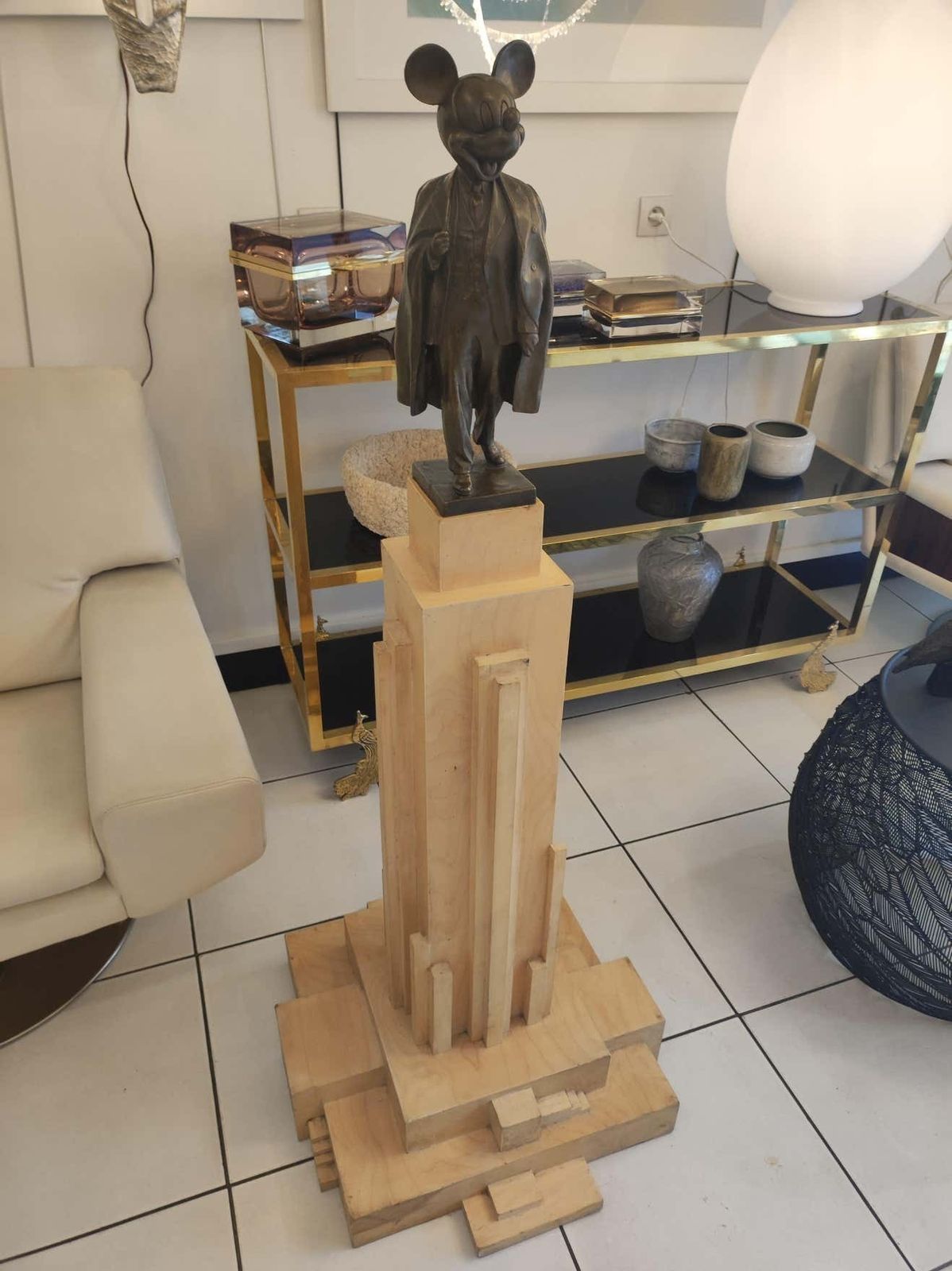 photo for sale Alexander Kosolapov "Mickey Lenin Malevich" Bronze And Wood Sculpture N° 2/3