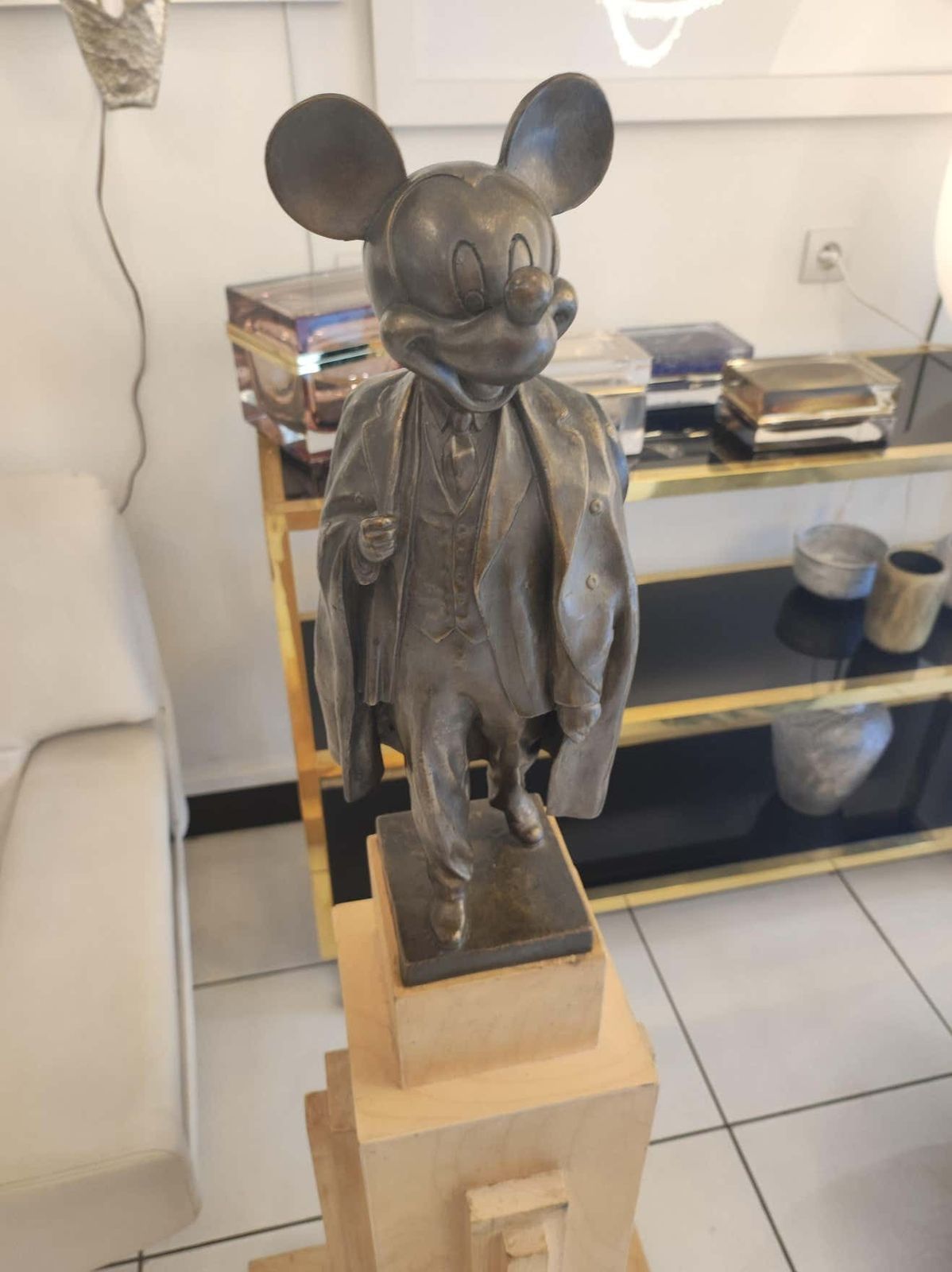 photo vintage Alexander Kosolapov "Mickey Lenin Malevich" Bronze And Wood Sculpture N° 2/3