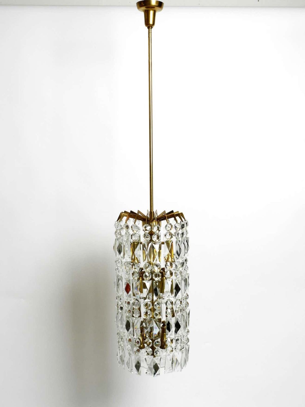 Beautiful Mid Century Brass Crystal Glass Chandelier From Vereinigte Werkstätten photo furniture