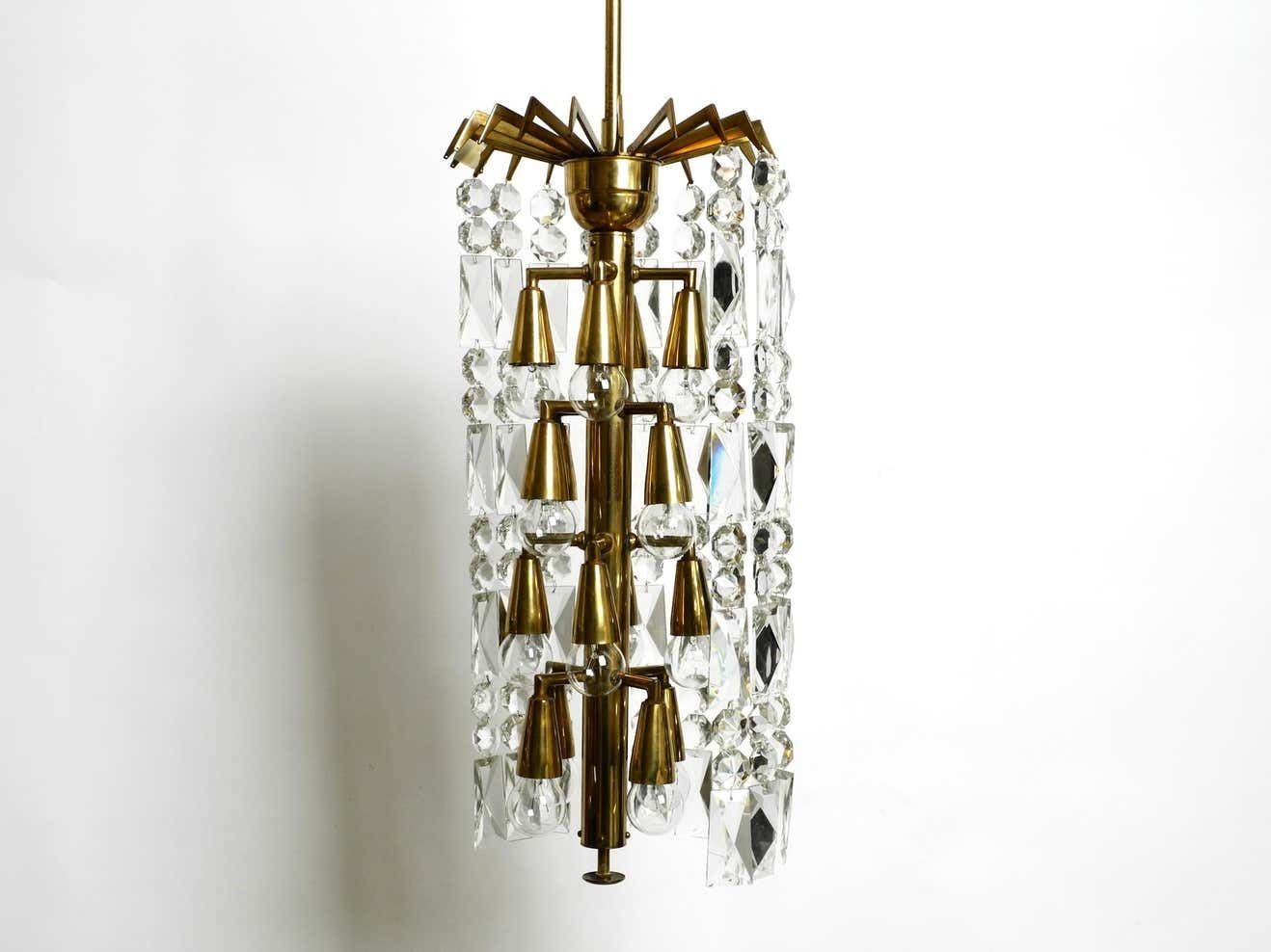 photo furniture Beautiful Mid Century Brass Crystal Glass Chandelier From Vereinigte Werkstätten