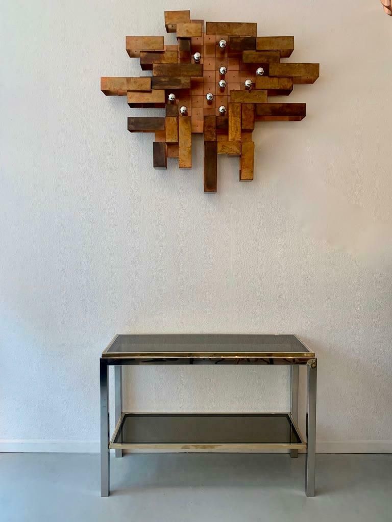 Brass & Chrome "Flaminia" Console Table By Willy Rizzo, Italy, Ca. 1970''S photo 2605.0