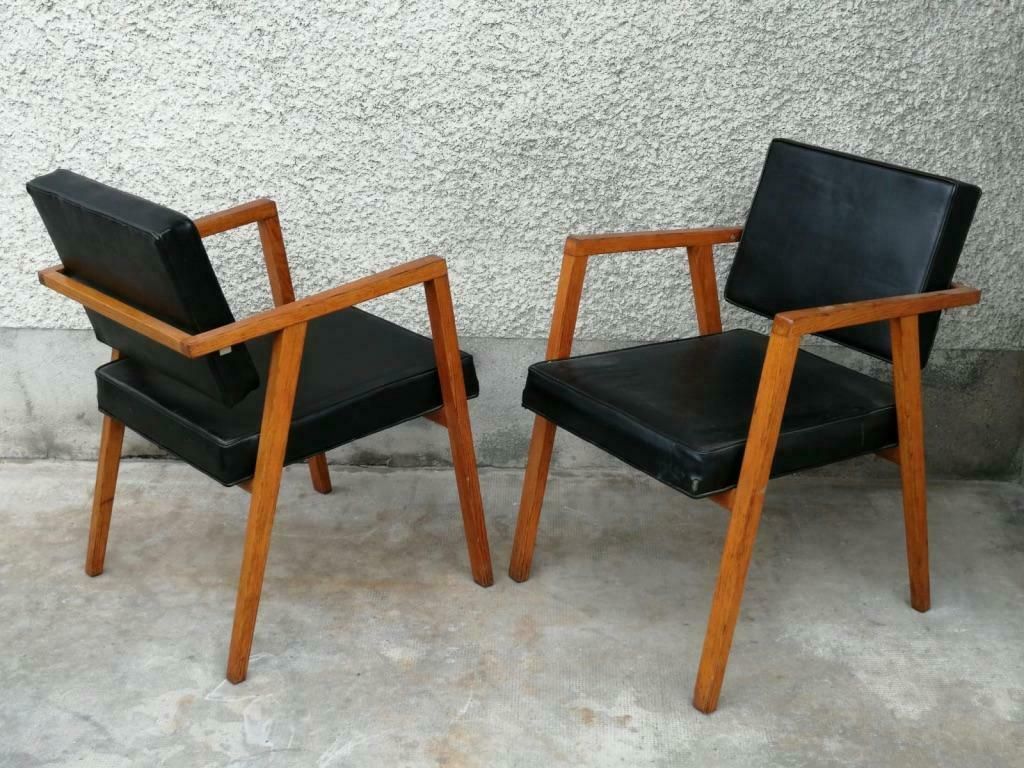 Early Franco Albini Pair Of Oak "Luisa"/ N°48 Dining Chair By Knoll, Ca. 1949