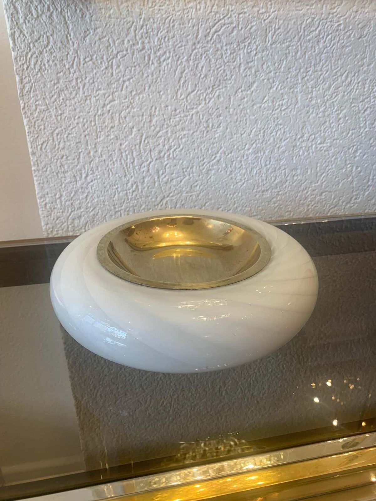 Murano Glass & Brass Ashtray By Tommaso Barbi, Italy, Ca. 1970s photo for sale