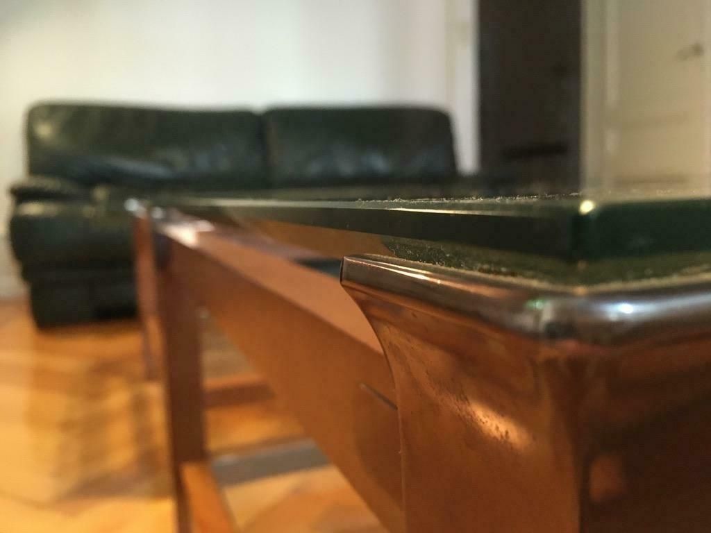 Pair Of Walnut, Brass And Glass Coffee Tables By Pierre Vandel, Paris, 1980s photo buy