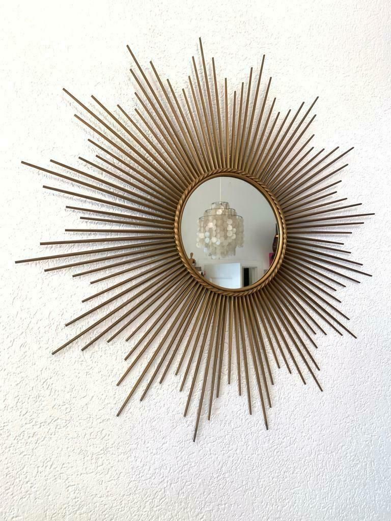Large 100 Cm Sunburst Mirror Signed Chaty Vallauris  France 1950s photo for sale