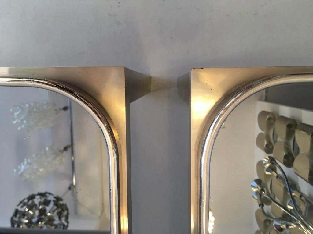 Elegant Pair Of Glass And Steel Side Tables 1970s photo vinterior