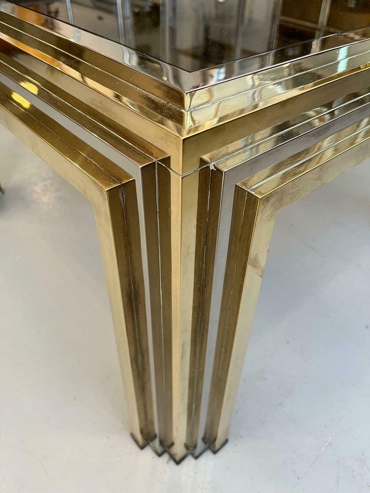 Romeo Rega Brass, Chrome And Glass Side Or Coffee Table, Italy Ca. 1970s photo Furniture