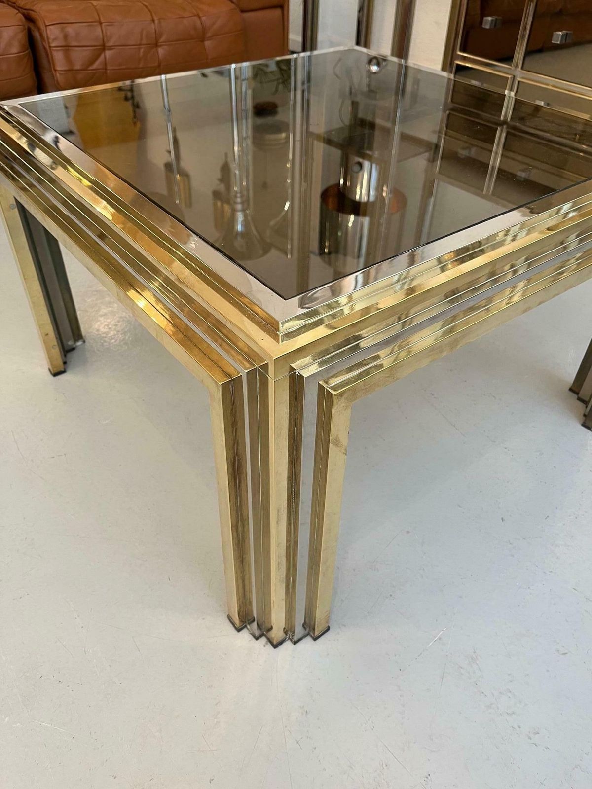 Romeo Rega Brass, Chrome And Glass Side Or Coffee Table, Italy Ca. 1970s photo 1181.0