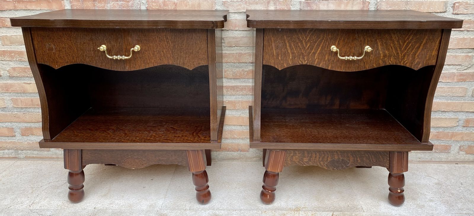 1235.0 Mid 20th Century Wood Nightstands With One Drawer photo
