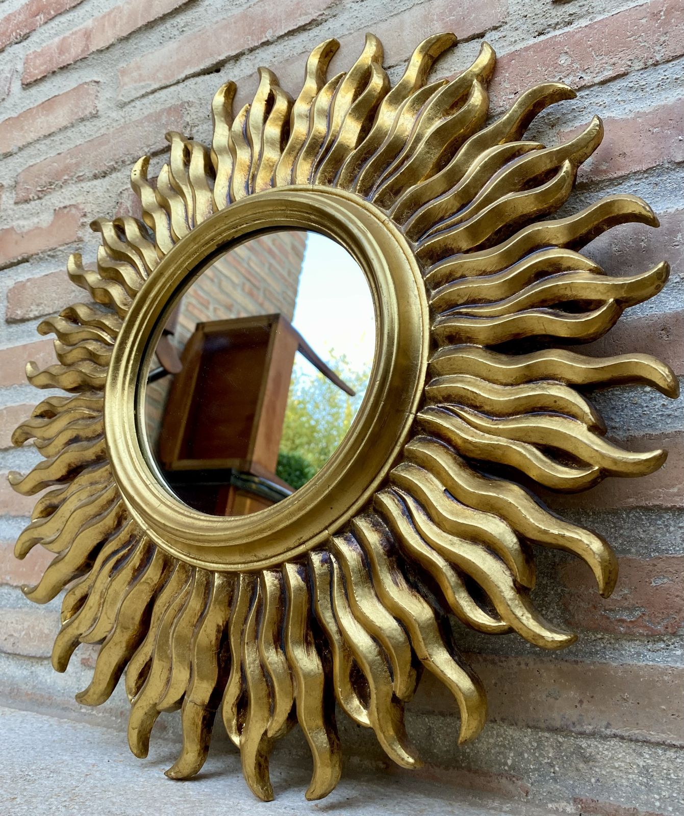 Mid 20th French Century Sunburst Mirror In Gold