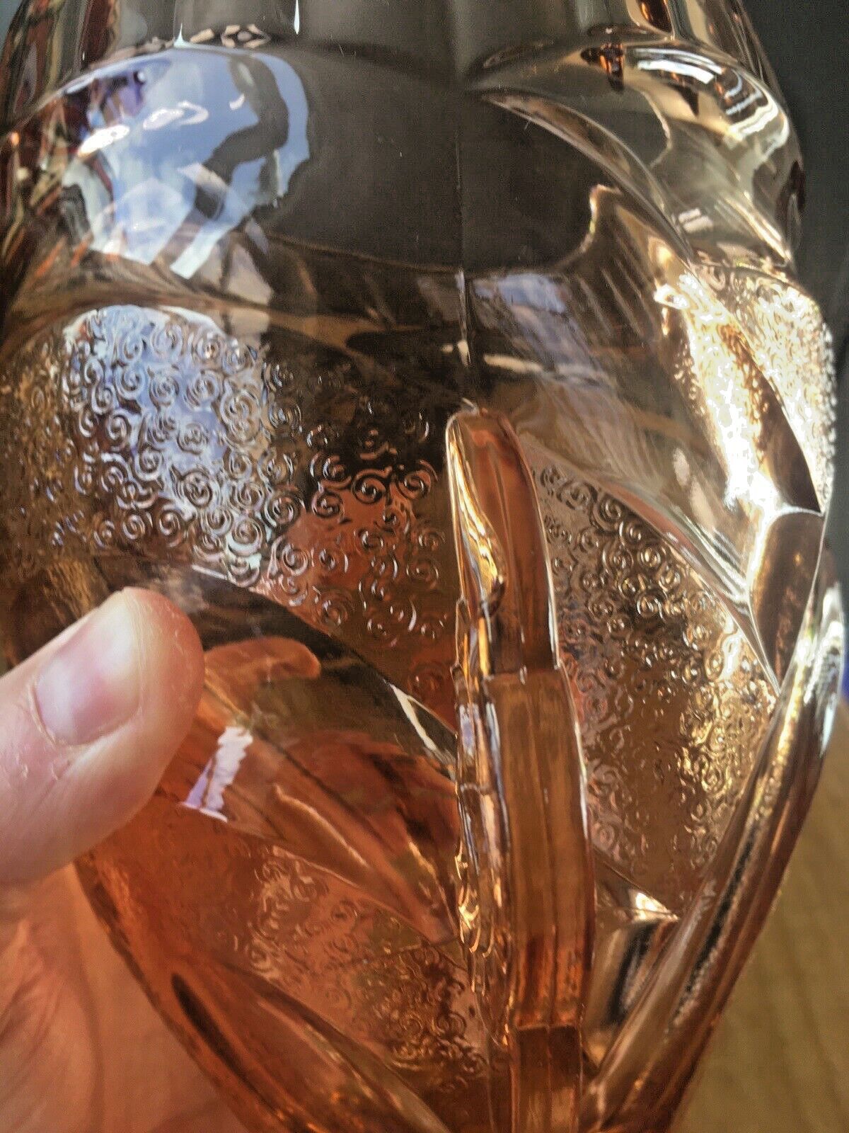 photo furniture Beautiful Pink Art Deco Sowerby Depression Glass Flower Handles Posy Vase 30's