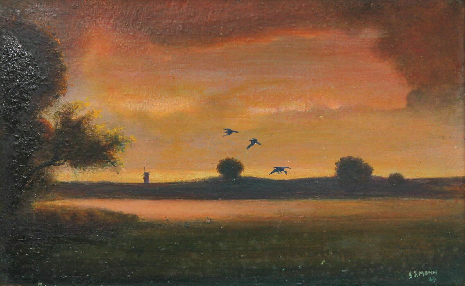 Oil On Board By John Mann. Thurne Evening photo furniture