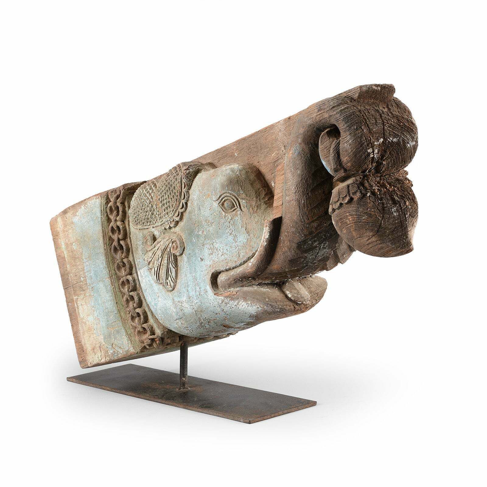 Carved Teak Elephant Corbel From Andhra Pradesh, 19th Century photo Art