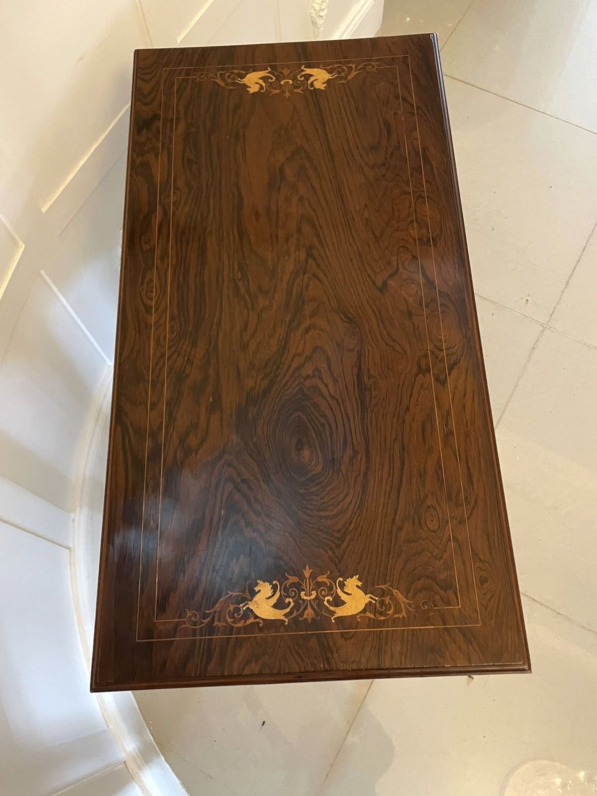 Furniture Antique Rosewood Inlaid Freestanding Side Table photo