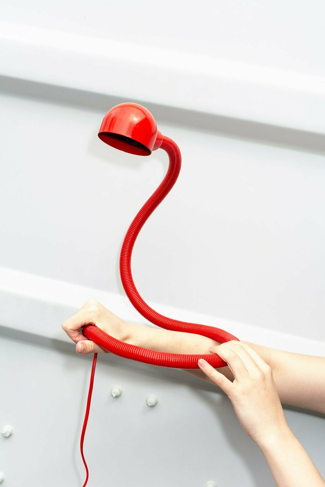 Red 'Serpent' Adjustable Desk Lamp By Isao Hosoe Hebi Serpent Lamp | Italy 1968 photo buy
