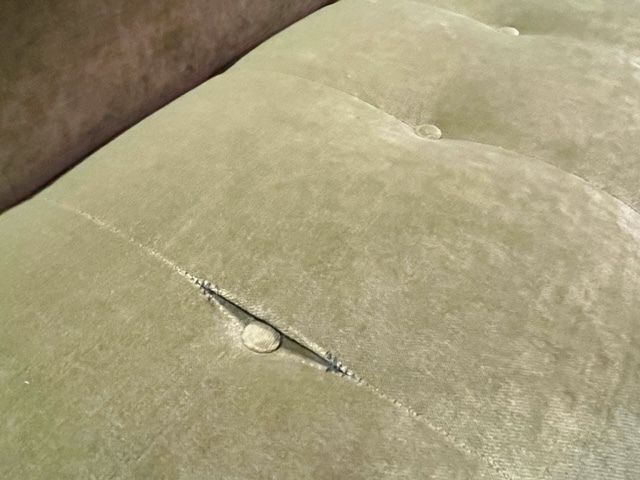 Sofa, Bespoke Lelievre, Upholstered In Fresh Green Velvet, Perspex Feet, 2.6 M photo buy